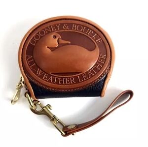 Vintage Dooney & Bourke Tan and Black Leather Coin Pouch